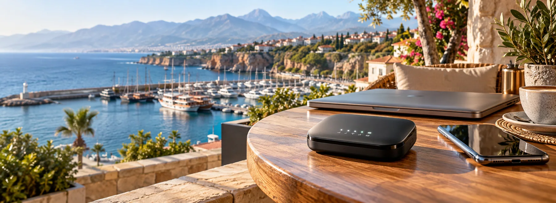 Mobiler WLAN-Router auf einem Urlaubstisch
